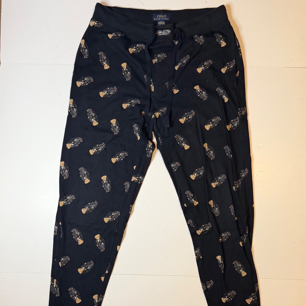 Polo Ralph Lauren Mens Polo Bear Tuxedo Print Jogger Pajama Pants Navy Blue M